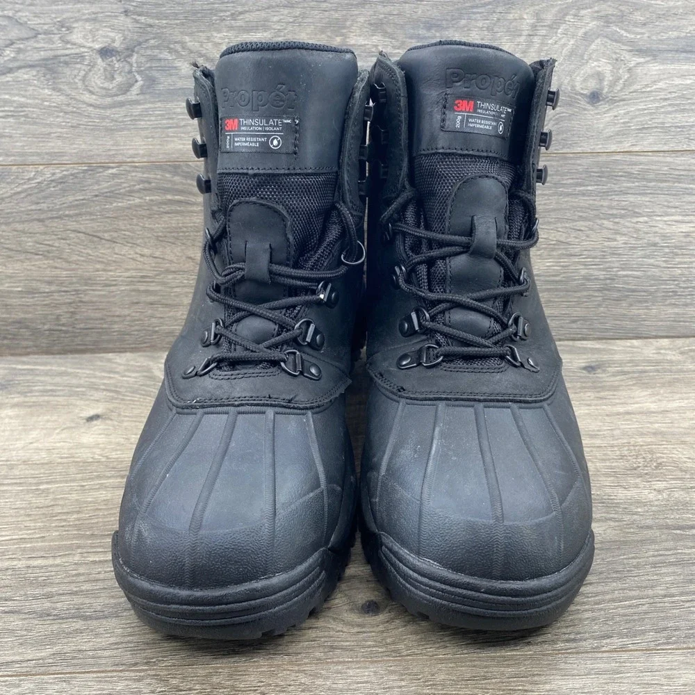 Propet Blizzard Mid Lace Boots Mens 12 XX Black Waterproof Thinsulate M3789